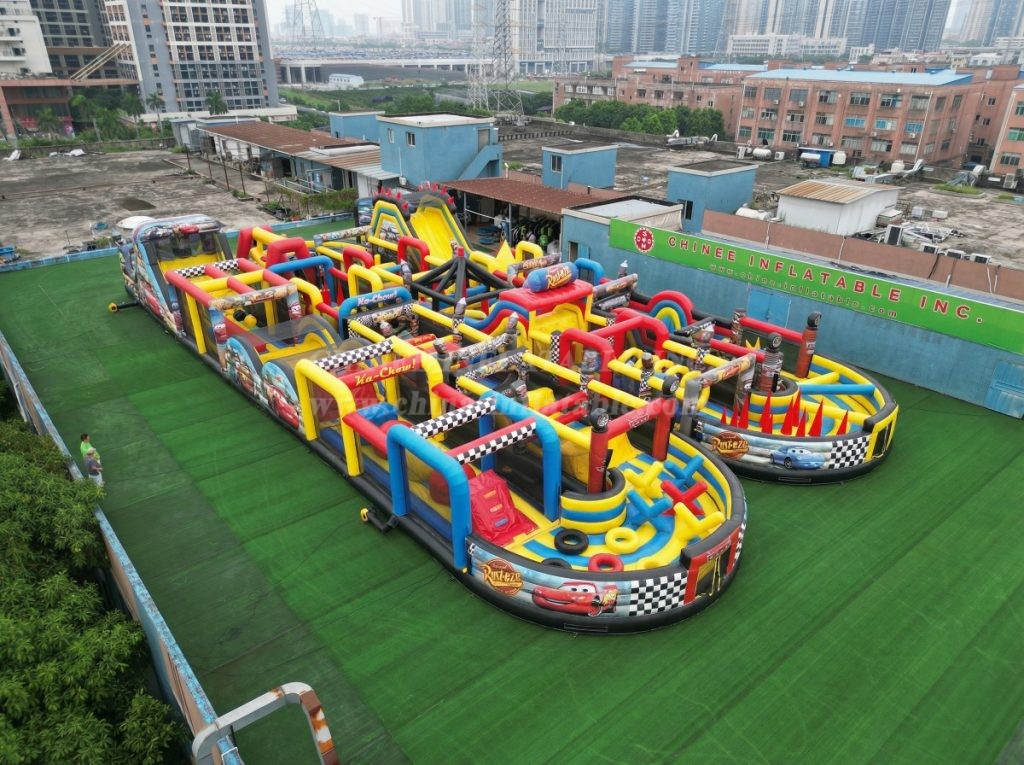 CR2-28 Cars Theme Challenging Run Giant Inflatable Obstacle Courses