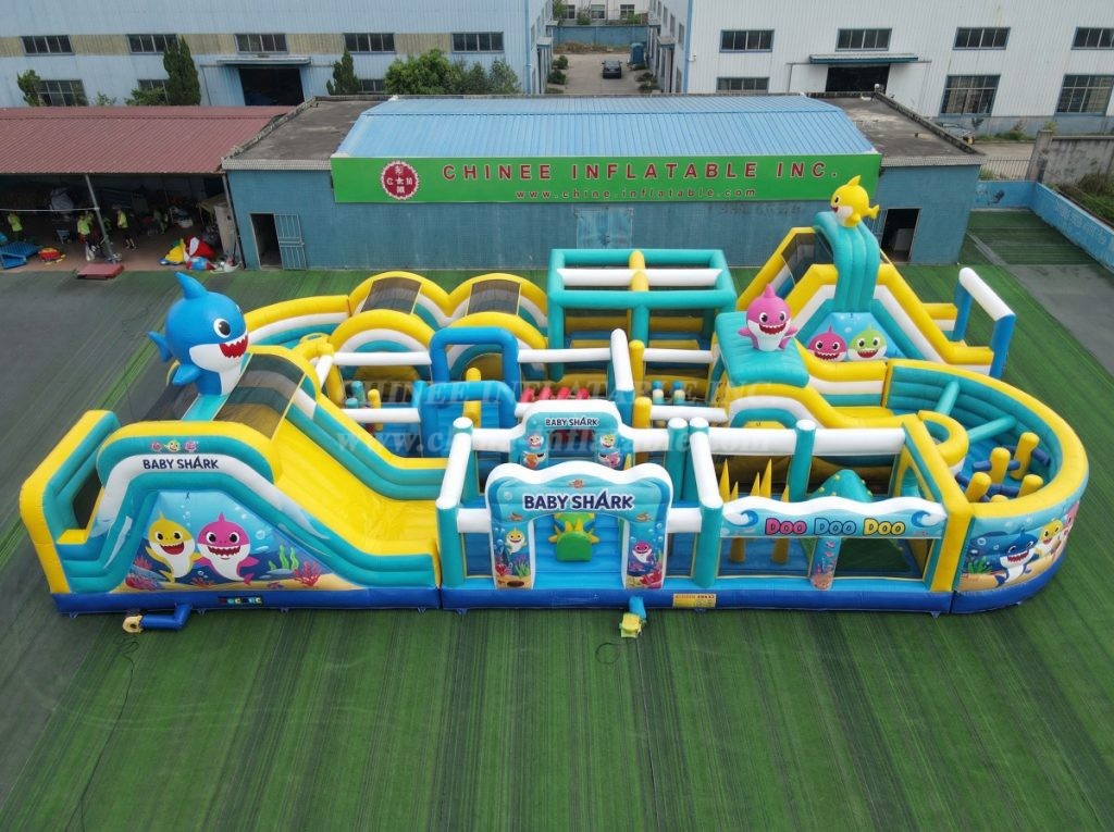 CR2-342 Baby Shark Theme Challenging Run Giant Inflatable Obstacle Courses