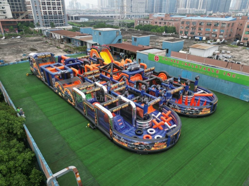CR2-89 Monster Trucks Theme Challenging Run Giant Inflatable Obstacle Courses