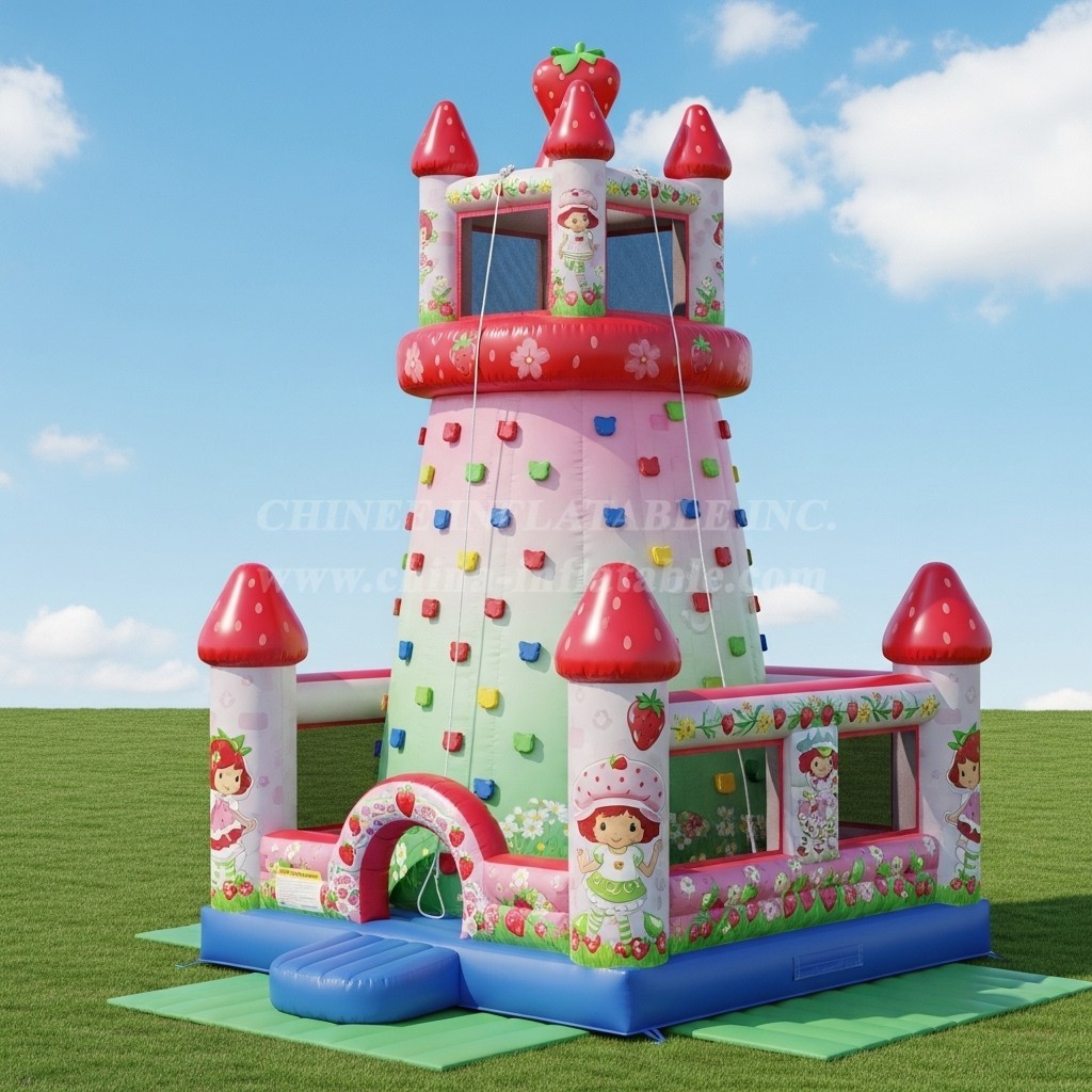 T11-4391 Strawberry Shortcake Theme Inflatable Climbing Wall