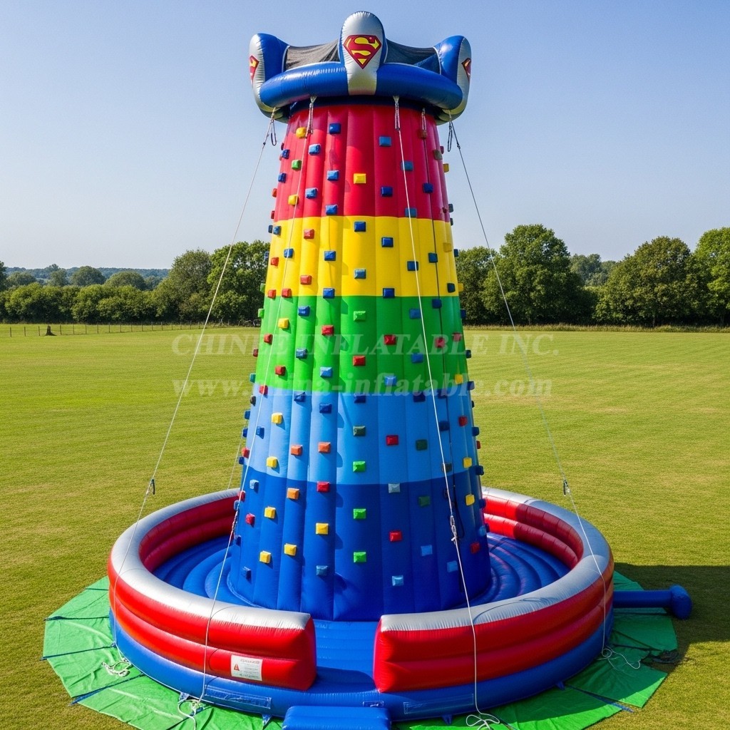 T11-4397 Superhero Theme Inflatable Climbing Wall