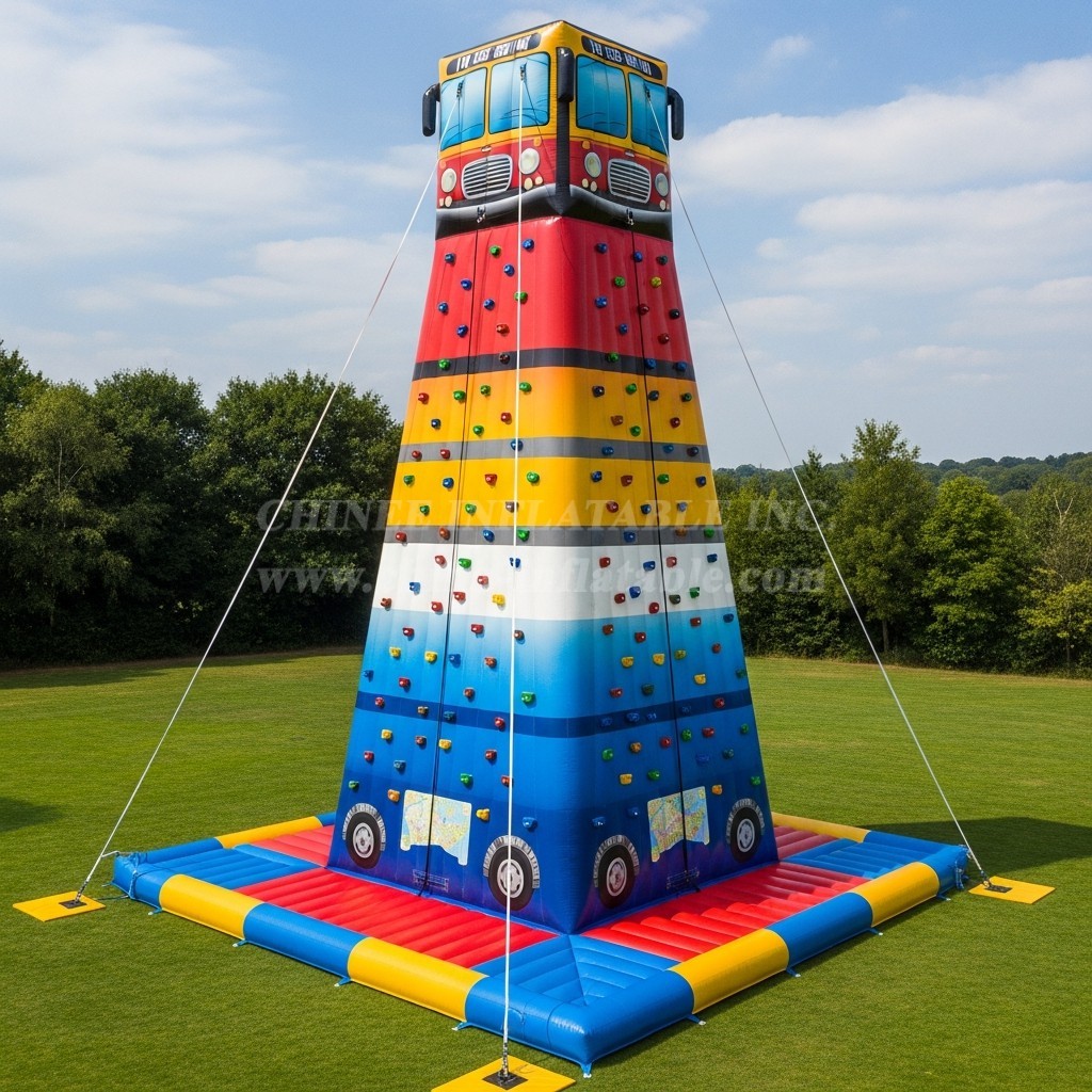 T11-4515 Bus Theme Inflatable Climbing Wall
