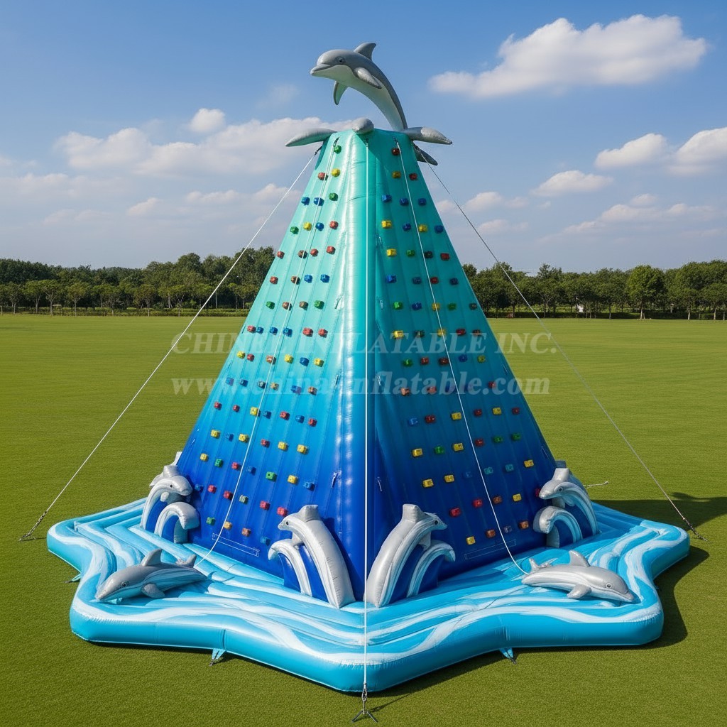 T11-4567 Dolphin Theme Inflatable Climbing Wall