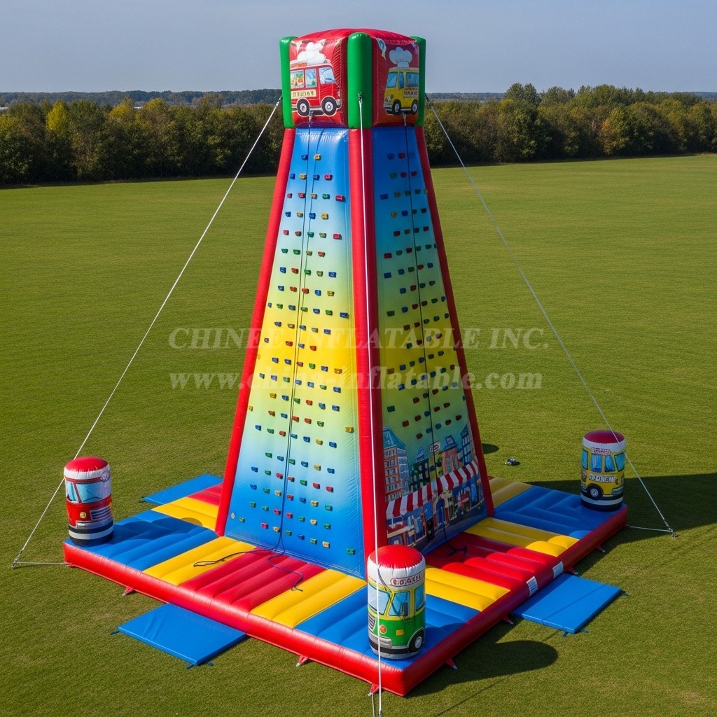 T11-4600 Food Trucks Theme Inflatable Climbing Wall