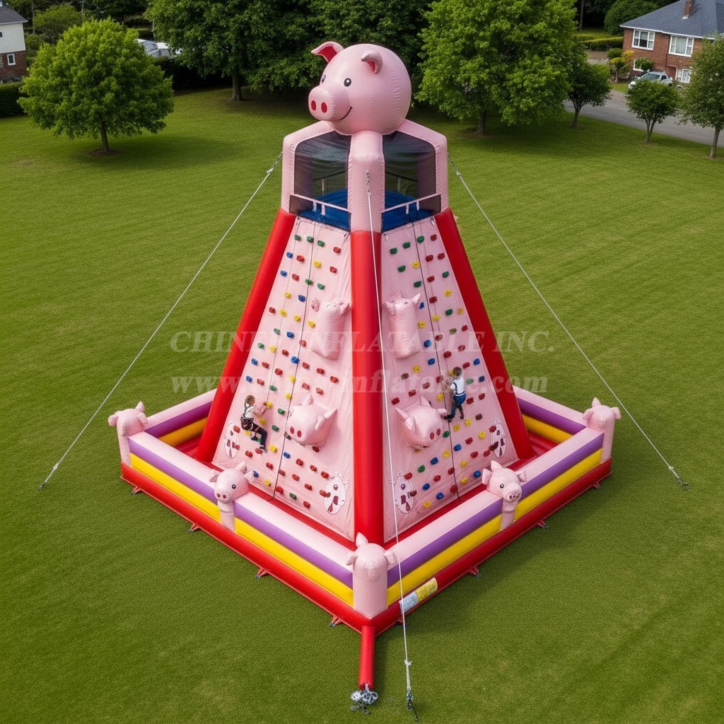 T11-4668 Pig Theme Inflatable Climbing Wall