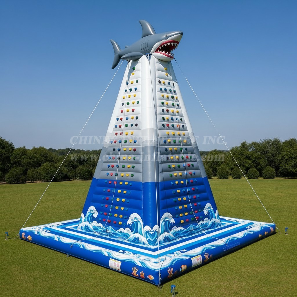 T11-4689 Shark Theme Inflatable Climbing Wall