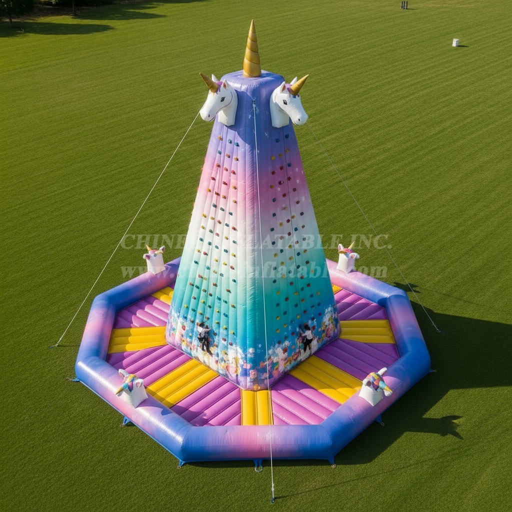 T11-4716 Unicorn Theme Inflatable Climbing Wall
