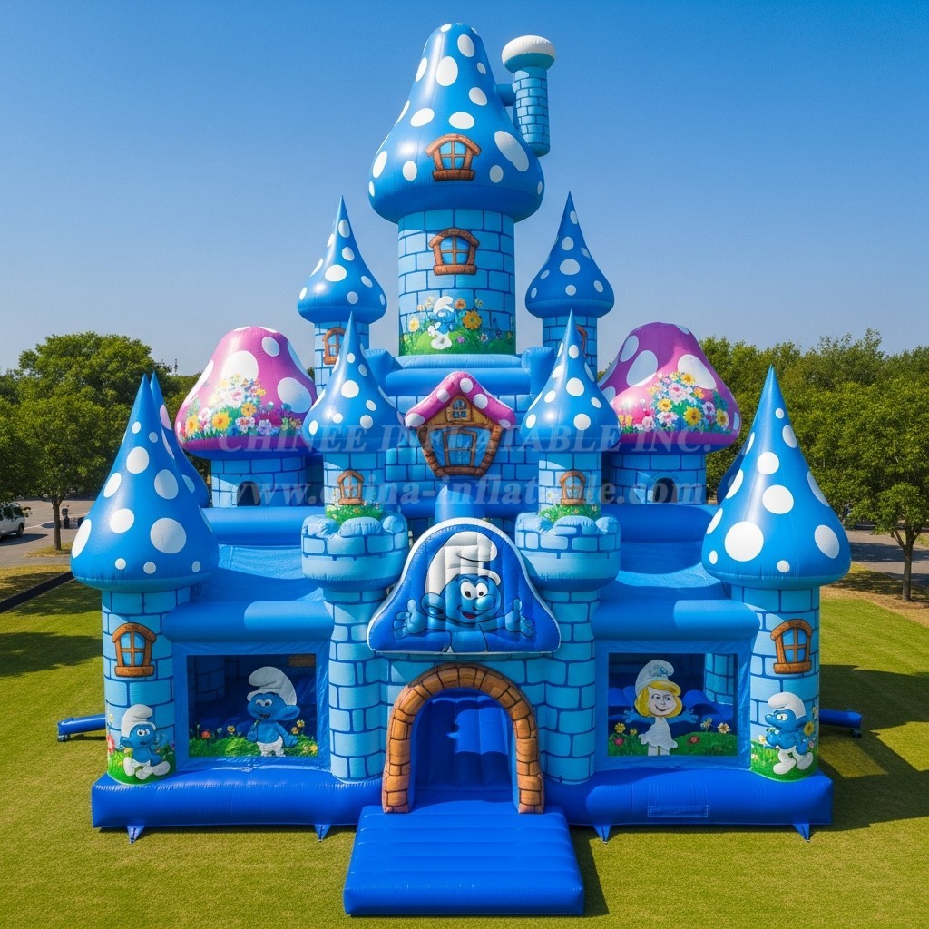 T5-2519 The Smurfs Theme Inflatable Castles