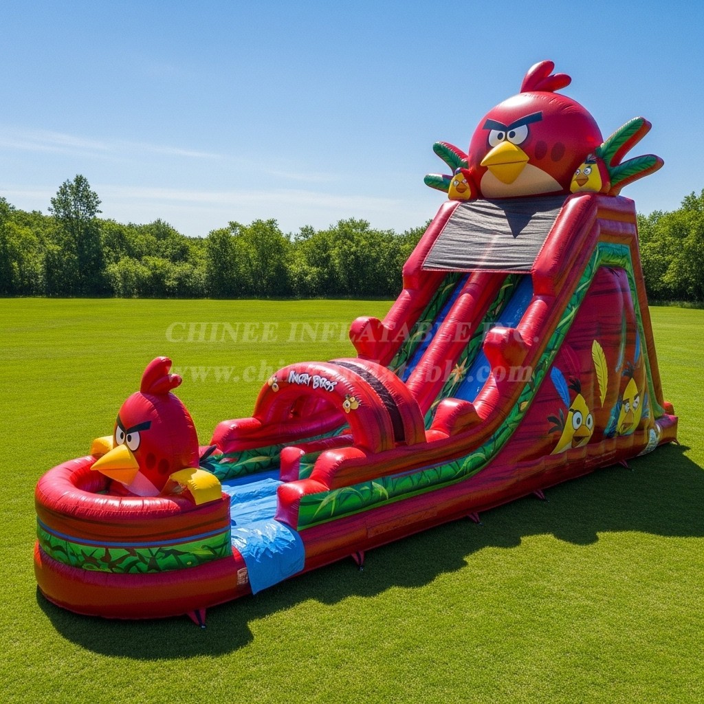 T8-9271 Angry Birds Theme Inflatable Water Slide