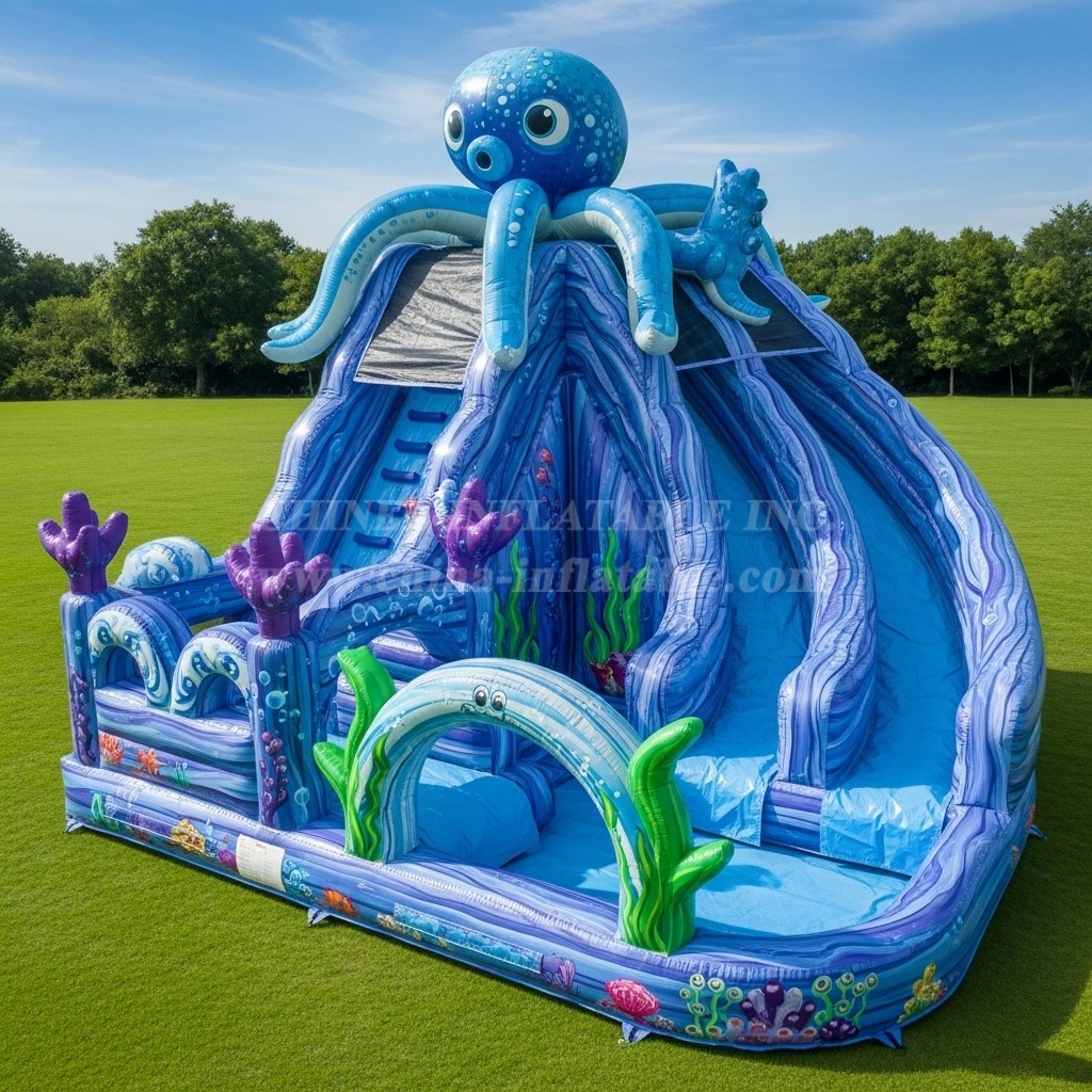 T8-9325 Octopus Theme Inflatable Water Slide