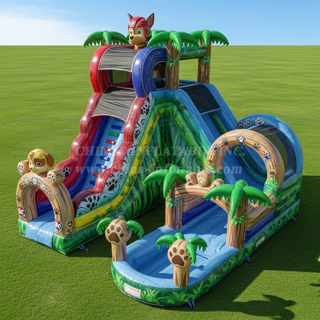 T8-9326 Paw Patrol Theme Inflatable Water Slide