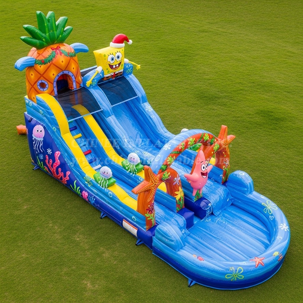 T8-9353 Spongebob Theme Inflatable Water Slide