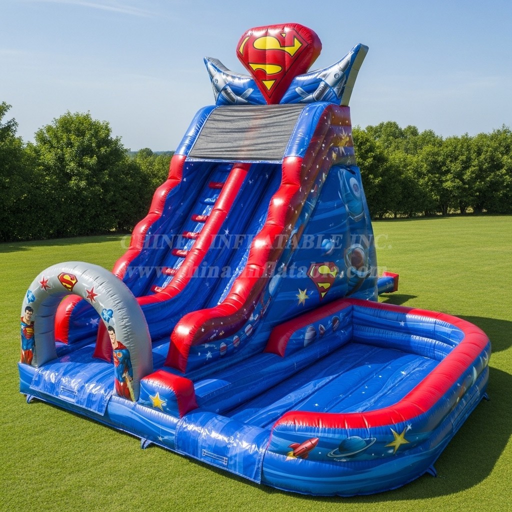 T8-9361 Superman Theme Inflatable Water Slide