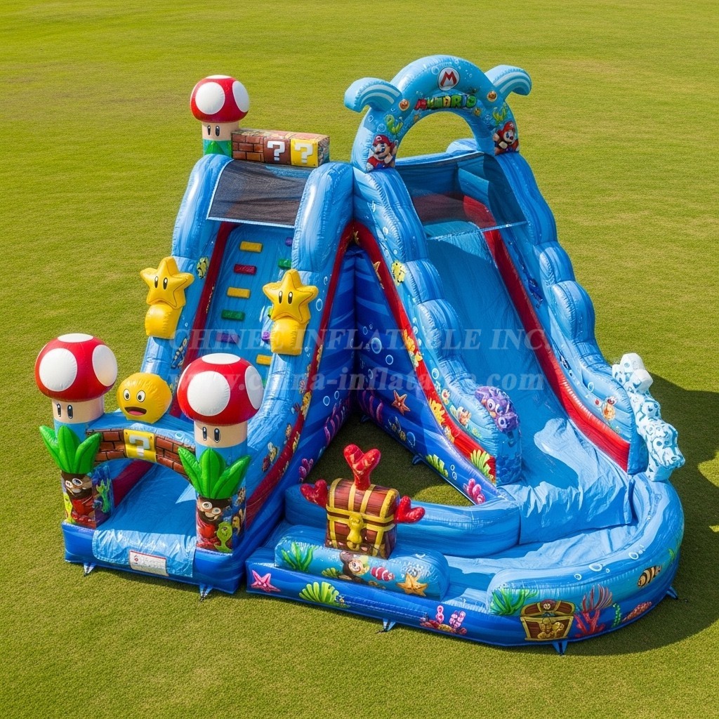 T8-9363 Super Mario Theme Inflatable Water Slide