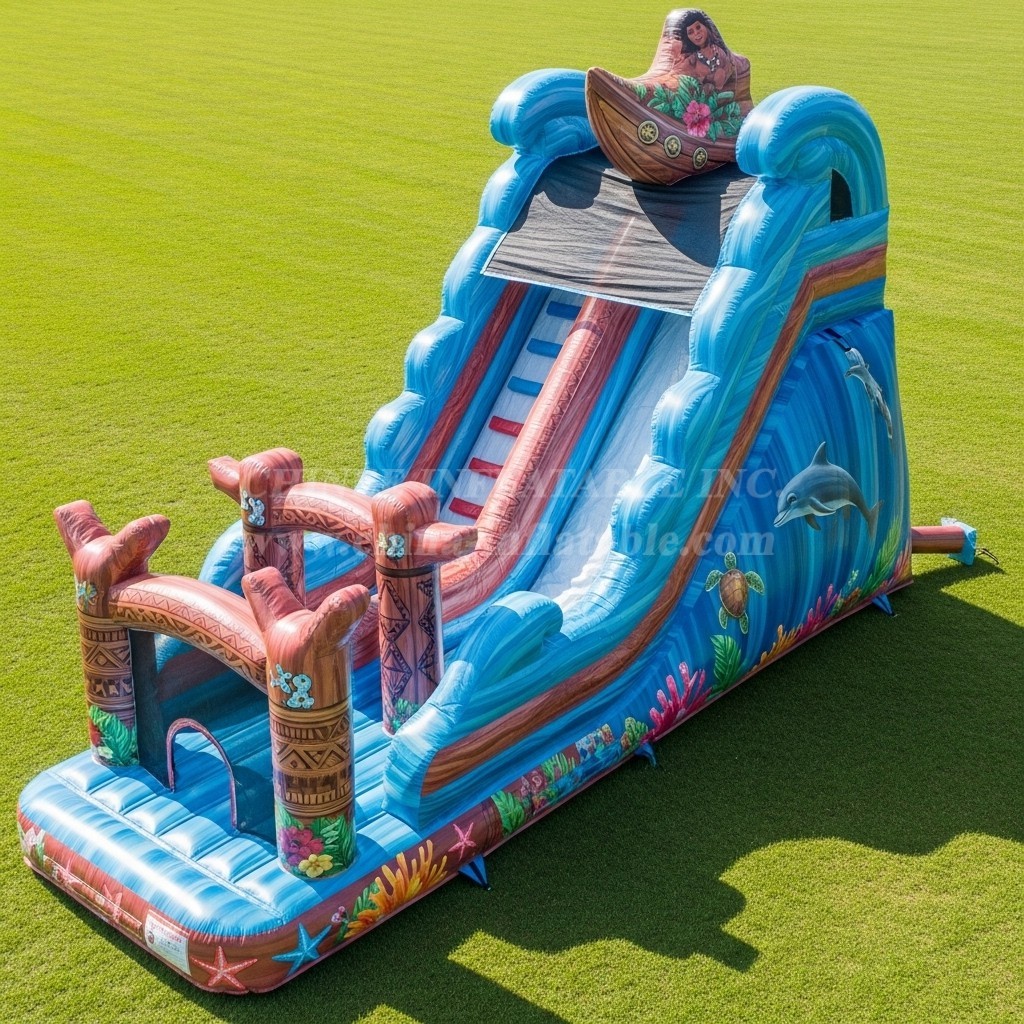 T8-9407 Moana Theme Inflatable Dry Slide