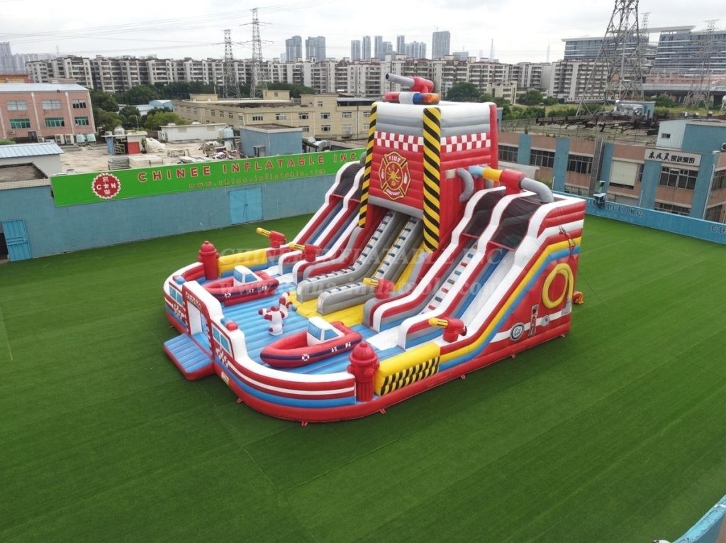 T6-6836 Firetruck Theme Inflatable Playground