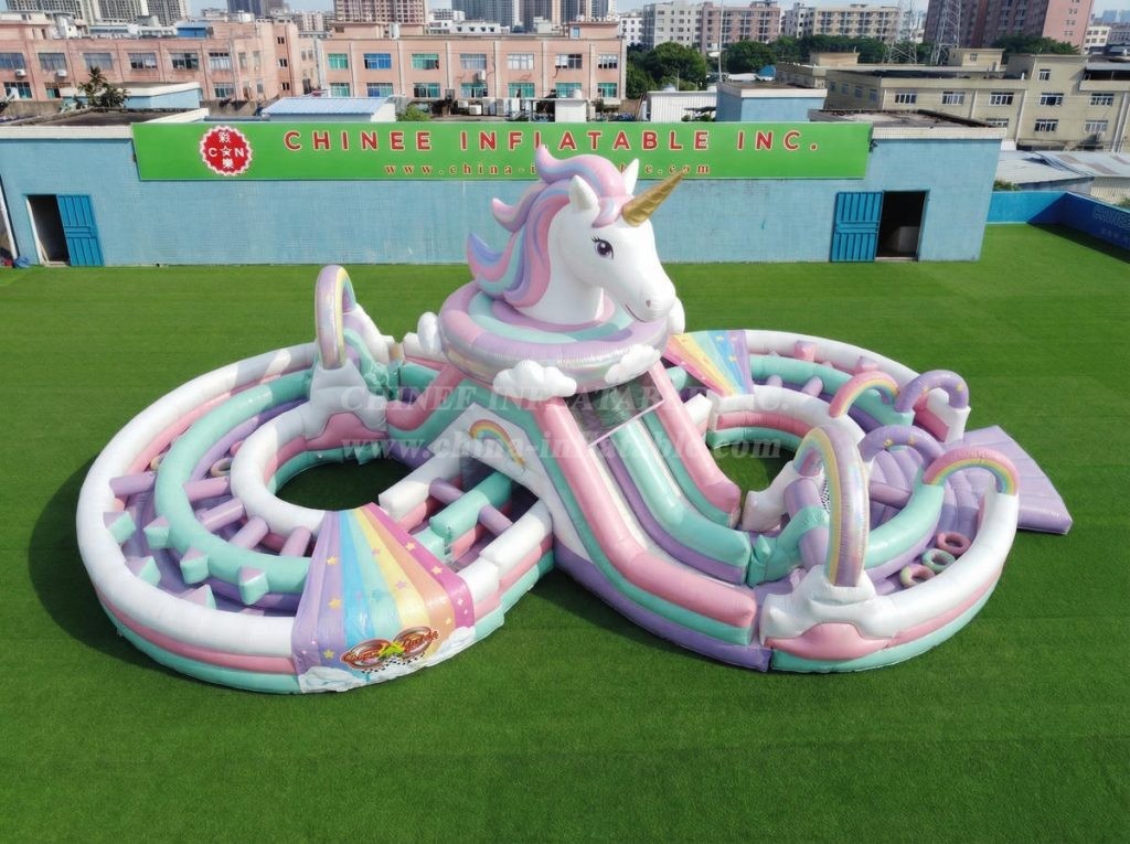 CR2-1000 Unicorn Theme Ginat Inflatable Obstacle Courses Challenging Run