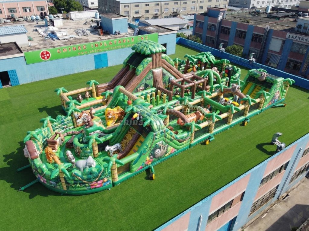 CR2-500 Jungle Theme Ginat Inflatable Obstacle Courses Challenging Run