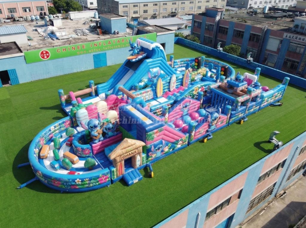 CR2-501 Lilo & Stitch Theme Ginat Inflatable Obstacle Courses Challenging Run