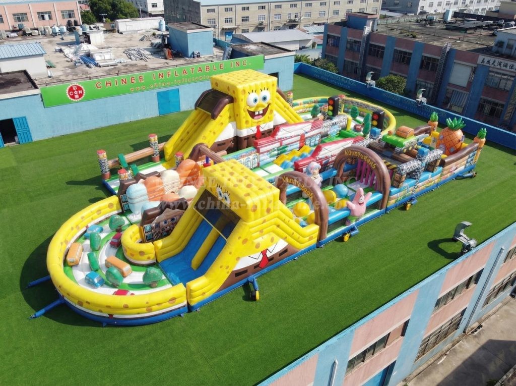 CR2-518 SpongeBob Theme Ginat Inflatable Obstacle Courses Challenging Run