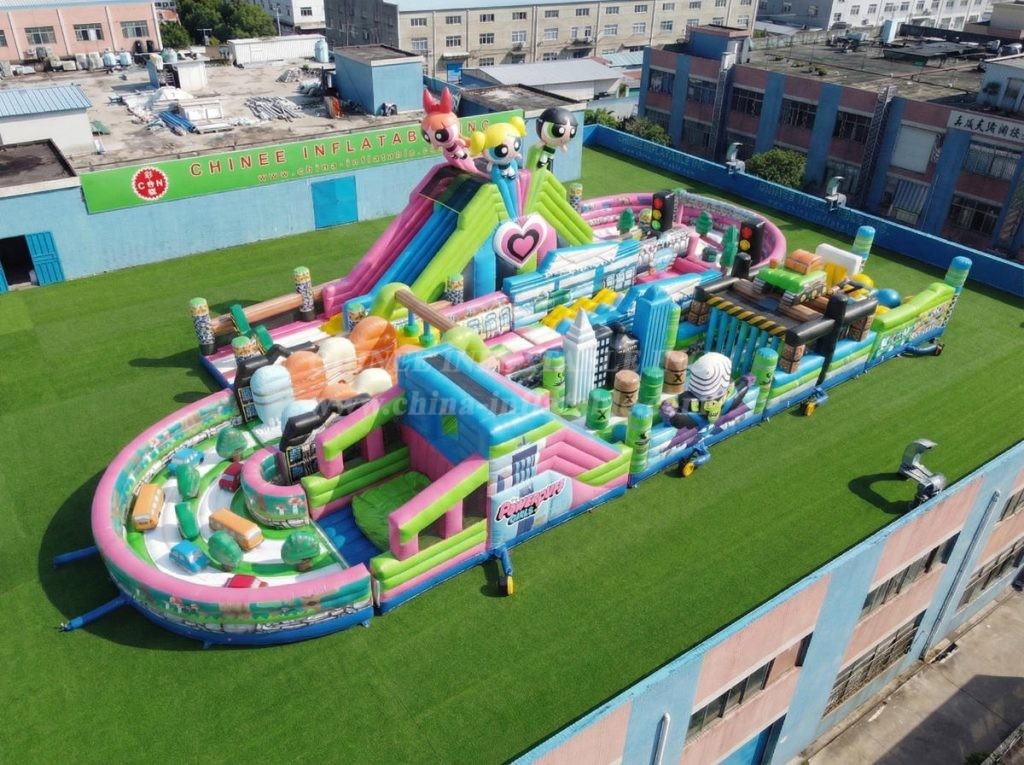 CR2-527 The Powerpuff Girls Theme Ginat Inflatable Obstacle Courses Challenging Run
