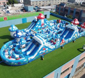 CR2-529 The Smurfs Theme Ginat Inflatable Obstacle Courses Challenging Run