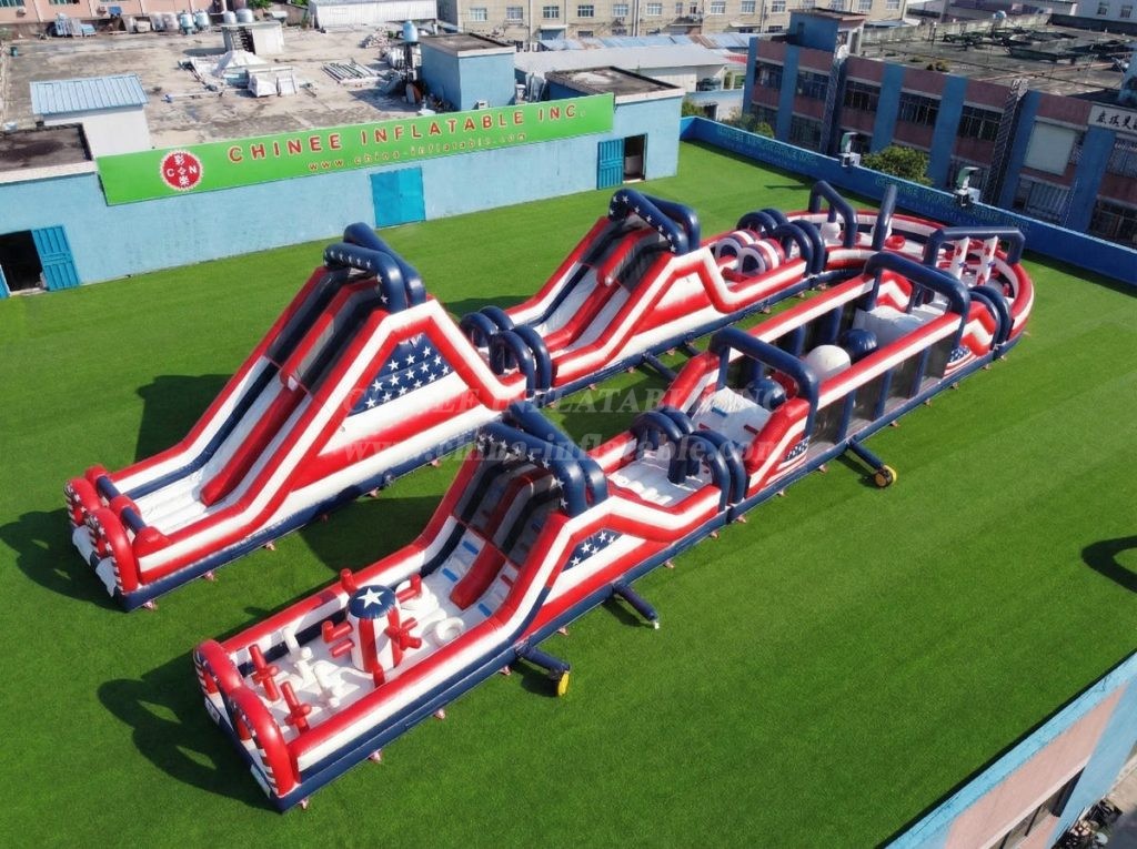 CR2-536 American Style Theme Giant Inflatable Obstacle Courses Challenging Run