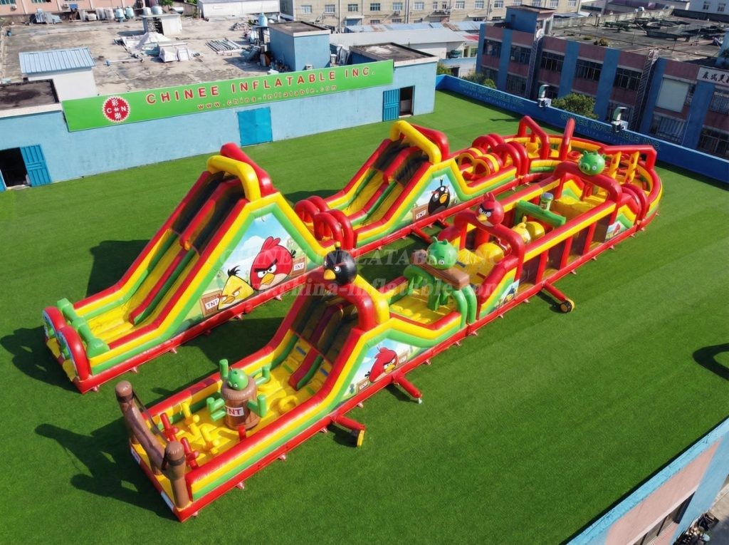 CR2-537 Angry Birds Theme Giant Inflatable Obstacle Courses Challenging Run