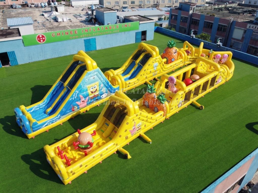 CR2-594 SpongeBob Theme Giant Inflatable Obstacle Courses Challenging Run