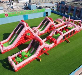 CR2-596 Strawberry Shortcake Theme Giant Inflatable Obstacle Courses Challenging Run