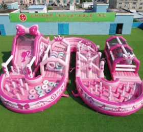 CR2-711 Barbie Theme Ginat Inflatable Obstacle Courses Challenging Run