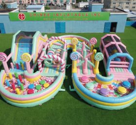 CR2-716 Candy Theme Ginat Inflatable Obstacle Courses Challenging Run