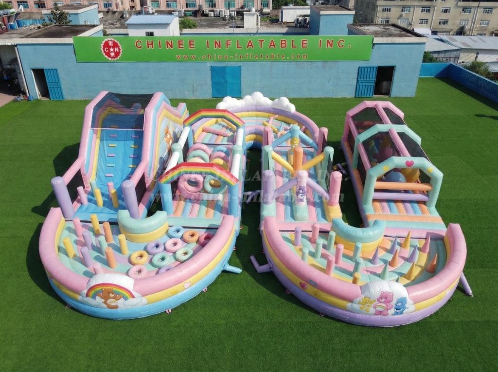 CR2-717 Care Bears Theme Ginat Inflatable Obstacle Courses Challenging Run