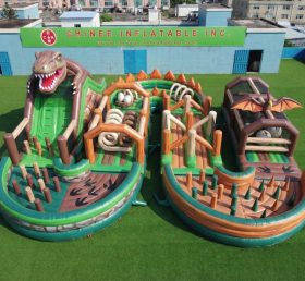 CR2-720 Dinosaur Theme Ginat Inflatable Obstacle Courses Challenging Run