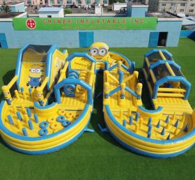 CR2-740 Minions Theme Ginat Inflatable Obstacle Courses Challenging Run
