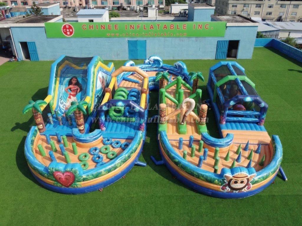 CR2-741 Moana Theme Ginat Inflatable Obstacle Courses Challenging Run