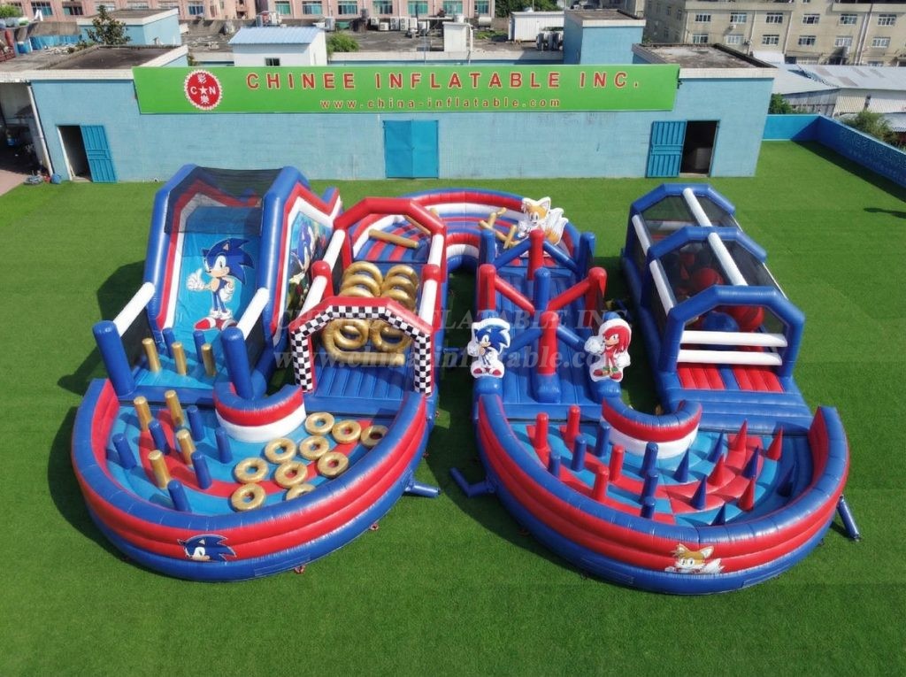 CR2-754 Sonic Theme Ginat Inflatable Obstacle Courses Challenging Run