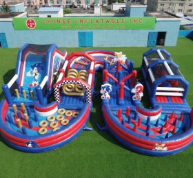 CR2-754 Sonic Theme Ginat Inflatable Obstacle Courses Challenging Run