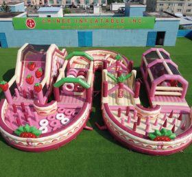 CR2-759 Strawberry Shortcake Theme Ginat Inflatable Obstacle Courses Challenging Run