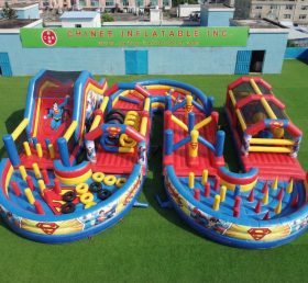 CR2-761 Superman Theme Ginat Inflatable Obstacle Courses Challenging Run