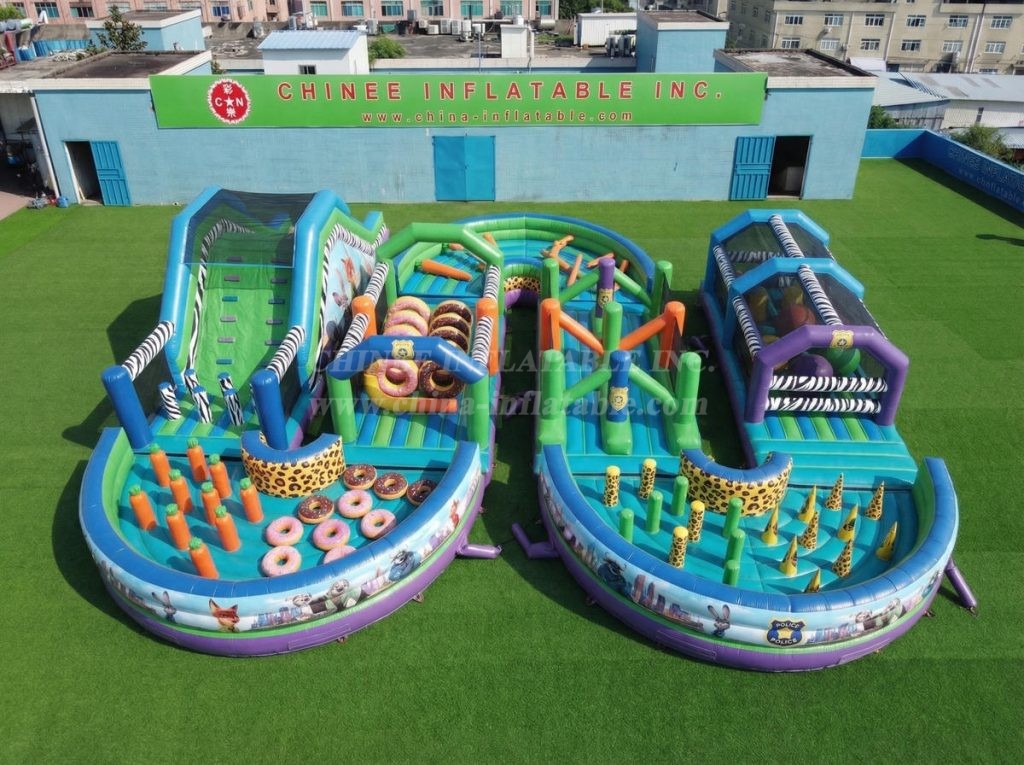 CR2-773 Zootopia Theme Ginat Inflatable Obstacle Courses Challenging Run