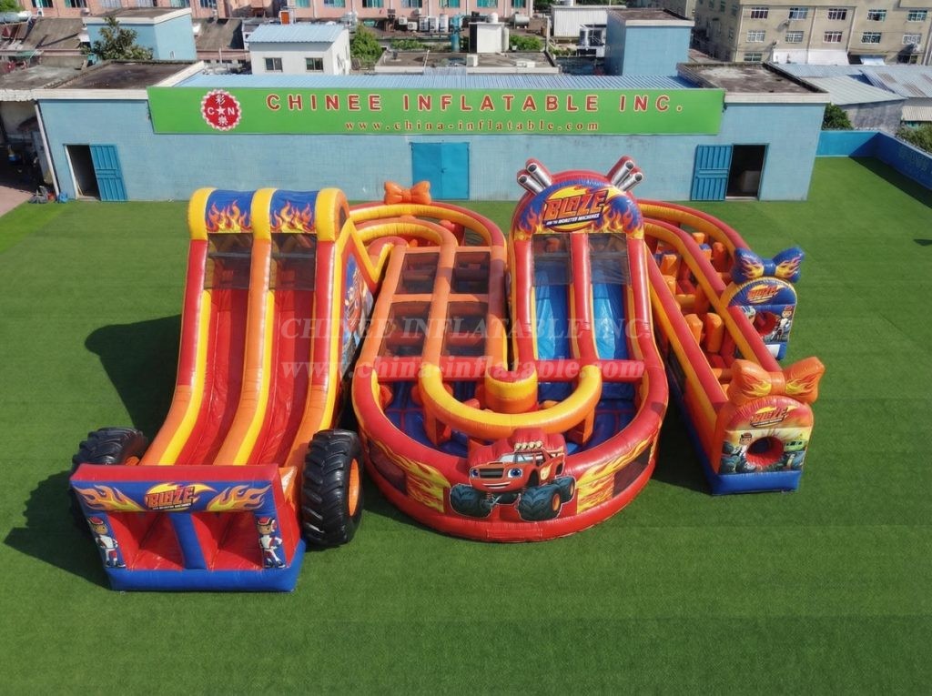 CR2-783 Blaze Monster Theme Giant Inflatable Obstacle Courses Challenging Run