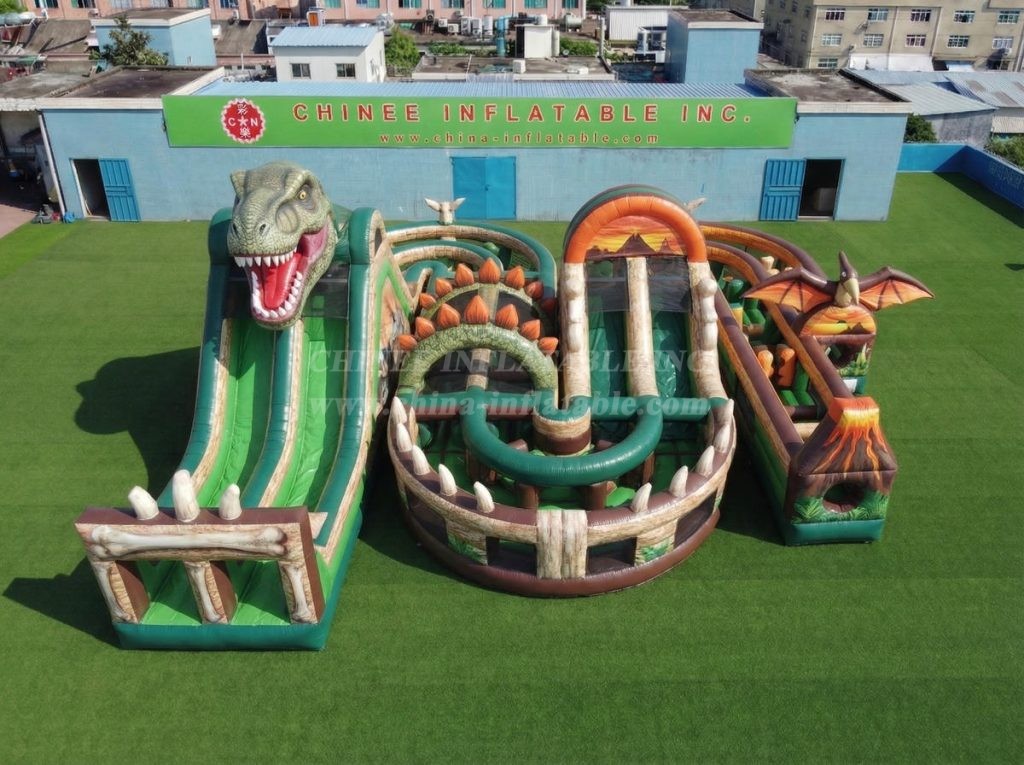 CR2-790 Dinosaur Theme Giant Inflatable Obstacle Courses Challenging Run