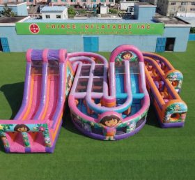 CR2-793 Dora Theme Giant Inflatable Obstacle Courses Challenging Run