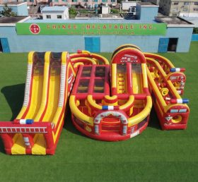 CR2-796 Firetruck Theme Giant Inflatable Obstacle Courses Challenging Run