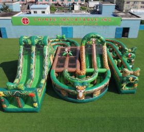 CR2-803 Jungle Theme Giant Inflatable Obstacle Courses Challenging Run