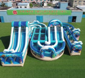 CR2-817 Ocean Theme Giant Inflatable Obstacle Courses Challenging Run