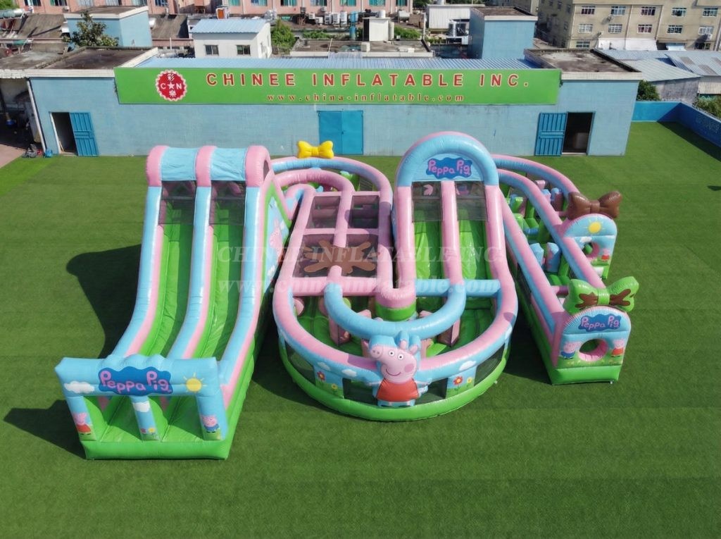 CR2-821 Peppa Pig Theme Giant Inflatable Obstacle Courses Challenging Run