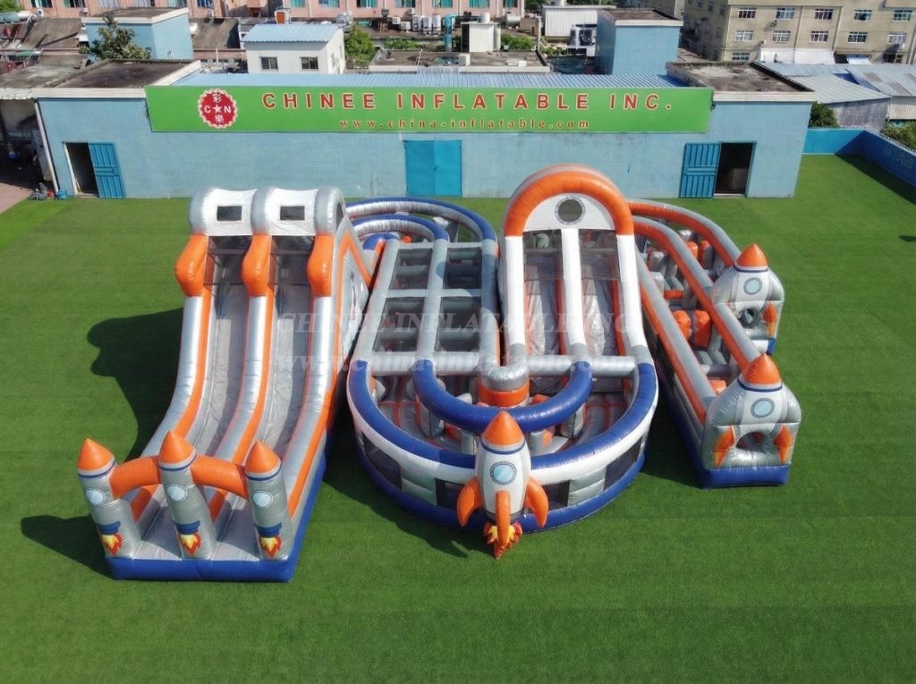 CR2-828 Rocket Theme Giant Inflatable Obstacle Courses Challenging Run
