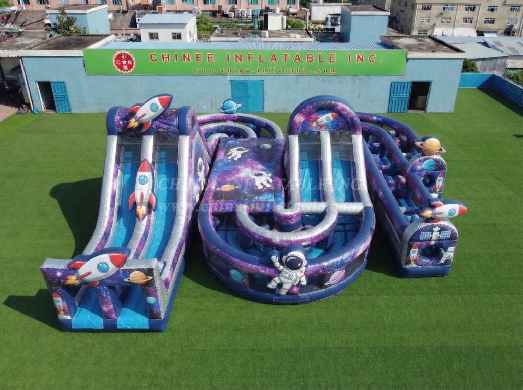 CR2-833 Space Theme Giant Inflatable Obstacle Courses Challenging Run
